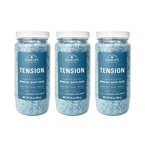 Village Naturals Therapy Tension Concentrated Mineral Bath Soak, Cedar Citrus Scent, 20 Oz, Pack of 3