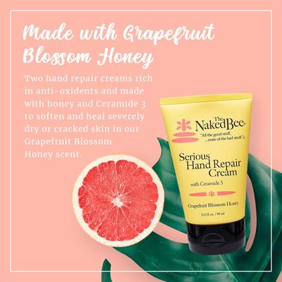 The Naked Bee Grapefruit Blossom Honey with Ceramide 3 Serious Hand Repair Cream Lotion - 2 Pack