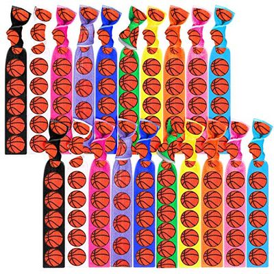 20 Pieces Basketball Hair Ties Bulk Basketball Hair Accessories Elastic Hair Bands No Crease Sports Hair Ribbons Scrunchies Ponytail Gifts for Girls Women Players Coaches Teammates
