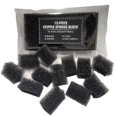 Stipple Sponge 12 Piece Block - Special Effects Makeup MUST HAVE - Small Pore - For adding Texture, Freckles, or Breaking up and Blending Colors! Cosplay Mua FX Makeup