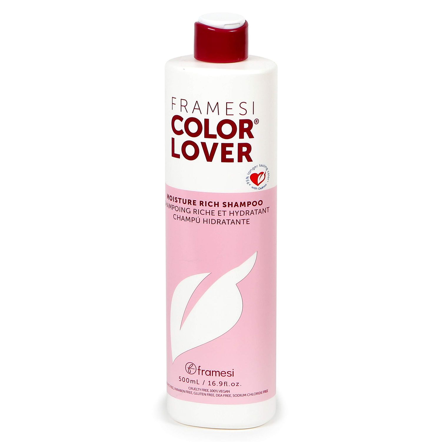 FRAMESI Color Lover Moisture Rich Sulfate Free Shampoo with Quinoa &amp; Aloe Vera, Color Treated Hair, Fresh, 16.9 Fl Oz