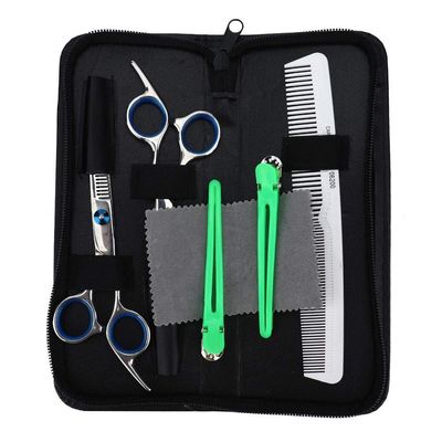 Professional Hair Cutting Scissors Set, 5 Pcs Hairdressing Scissors Kit, Hair Cutting Scissor Thinning Shears Hair Comb Clips Leather Scissors Case