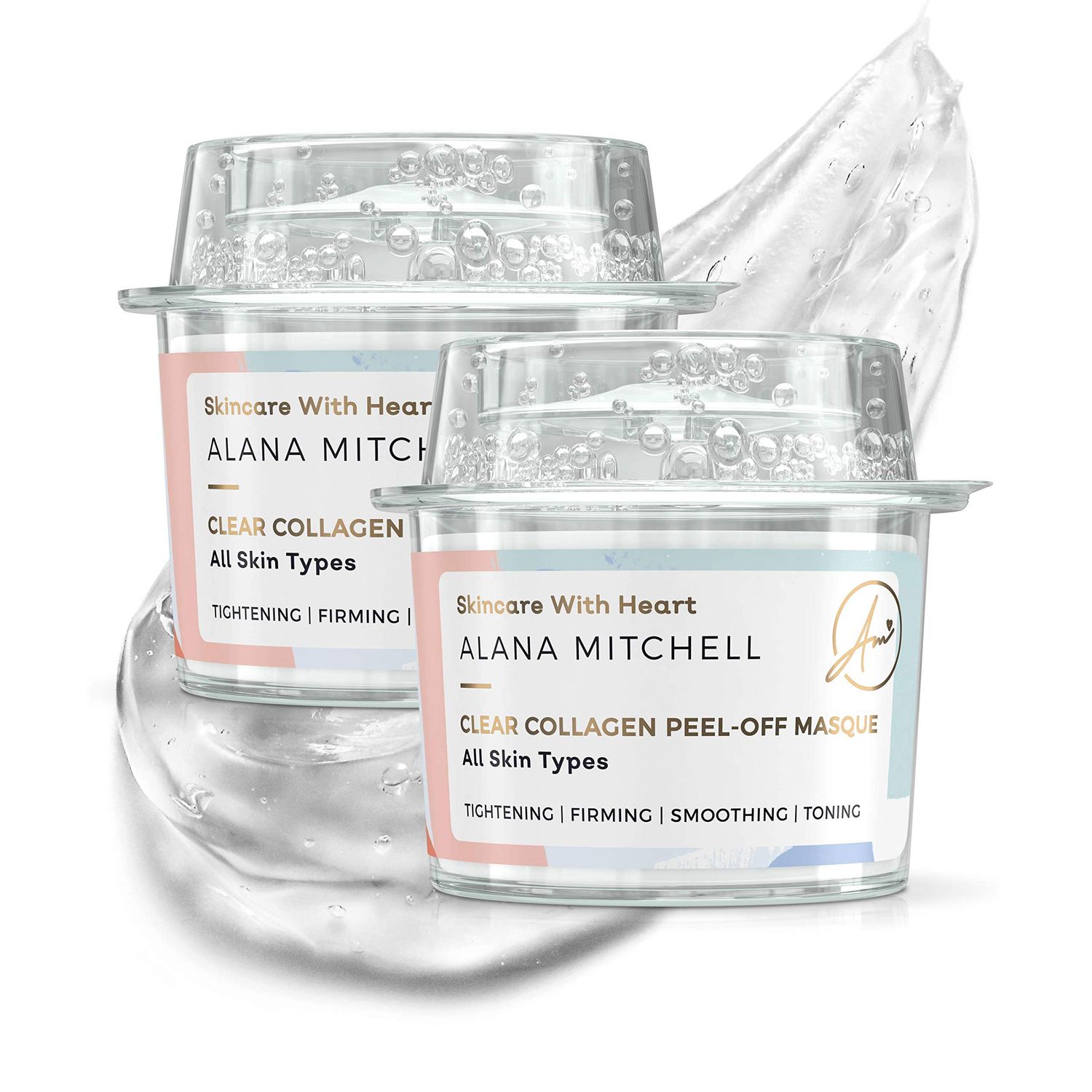 Alana Mitchell Anti Aging Peel Off Collagen Face Mask For All Skin Types Instantly Reduces Wrinkles &amp; Fine Lines - Tightening Firming Smoothing &amp; Toning - All Natural (Two Pack)