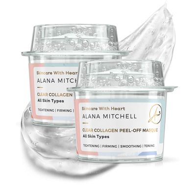 Alana Mitchell Anti Aging Peel Off Collagen Face Mask For All Skin Types Instantly Reduces Wrinkles &amp; Fine Lines - Tightening Firming Smoothing &amp; Toning - All Natural (Two Pack)