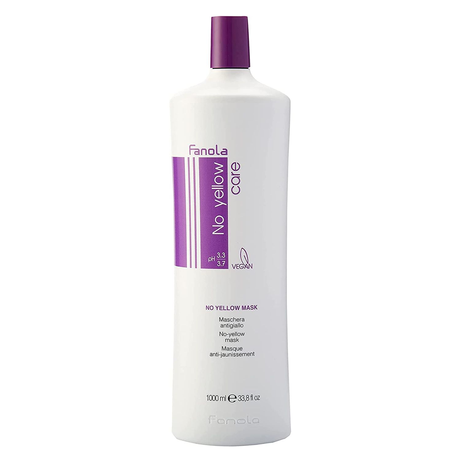 Fanola No Yellow 33.8 oz Purple Mask - Anti Brass Color Depositing Toner for Blonde, Silver, Gray, and Highlighted Hair - Removes Yellow Tones &amp; Brassiness from Bleached Hair