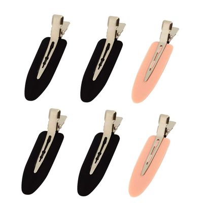 6 Pieces No Bend Hair Clips, No Crease Hair Clip for Hairstyling, Makeup Clips for Women and Girls (Black&amp;Pink)