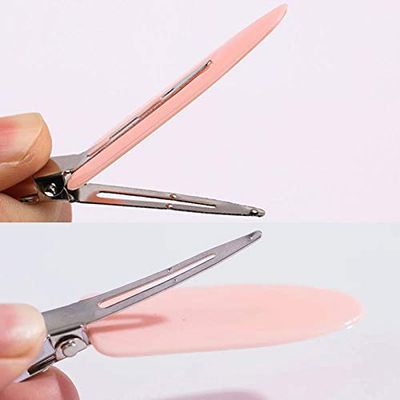 6 Pieces No Bend Hair Clips, No Crease Hair Clip for Hairstyling, Makeup Clips for Women and Girls (Black&amp;Pink)
