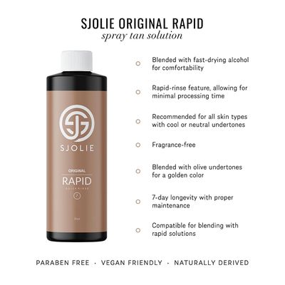 SJOLIE Rapid Spray Tan Solution - Ultra One Hour Express Tan - Olive Base | Sunless Tanner for a Fast Drying, Vegan-Friendly, Radiant Glow (8oz)