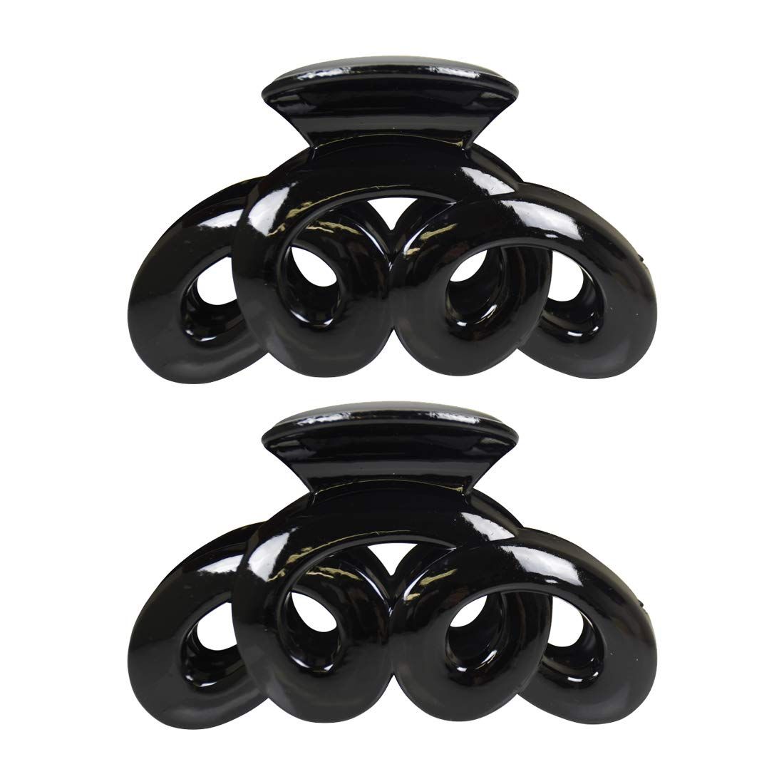 Jaw Clip Jumbo Swirl Design Claw Hair Clip Cute - Set of 2 Black