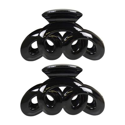 Jaw Clip Jumbo Swirl Design Claw Hair Clip Cute - Set of 2 Black