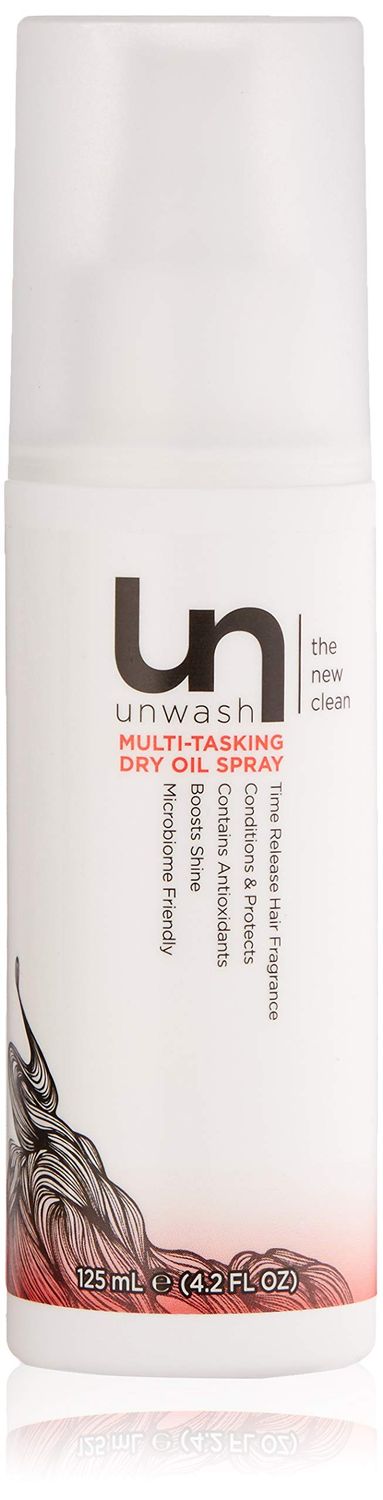 Unwash Multi-Tasking Dry Oil Spray - Lightweight Hair &amp; Scalp Nourishing Oil, Adds Shine &amp; Reduces Frizz, Safe for All Hair Types, Cruelty Free, Vegan, Sulfate &amp; Paraben Free, 4.2 fl oz