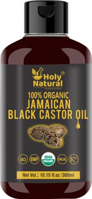 Organic Jamaican black Castor Oil (10.15 fl oz) USDA Certified, Traditional Handmade with Typical and Traditional roasted castor beans smell ,100% Pure black Castor Oil (No Additive, Non GMO)