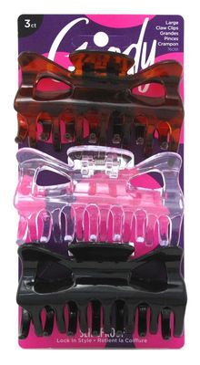 Goody Classics Large Rectangle Claw Hair Clip 3 Count (Pack of 3)