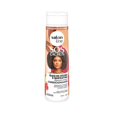 Linha Tratamento (SOS Cachos) Salon Line - Condicionador Ricino e Queratina - Reparacao Extrema 5 em 1-300 Ml - (SOS Curls - 5 in 1 Extreme Restoration Castor And Keratin Conditioner 10.14 Fl Oz)