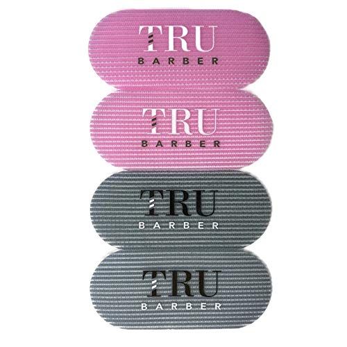 TRU BARBER HAIR GRIPPERS  2 COLORS BUNDLE PACK 4 PCS for Men and Women - Salon and Barber, Hair Clips for Styling, Hair holder Grips (Gray/Pink).