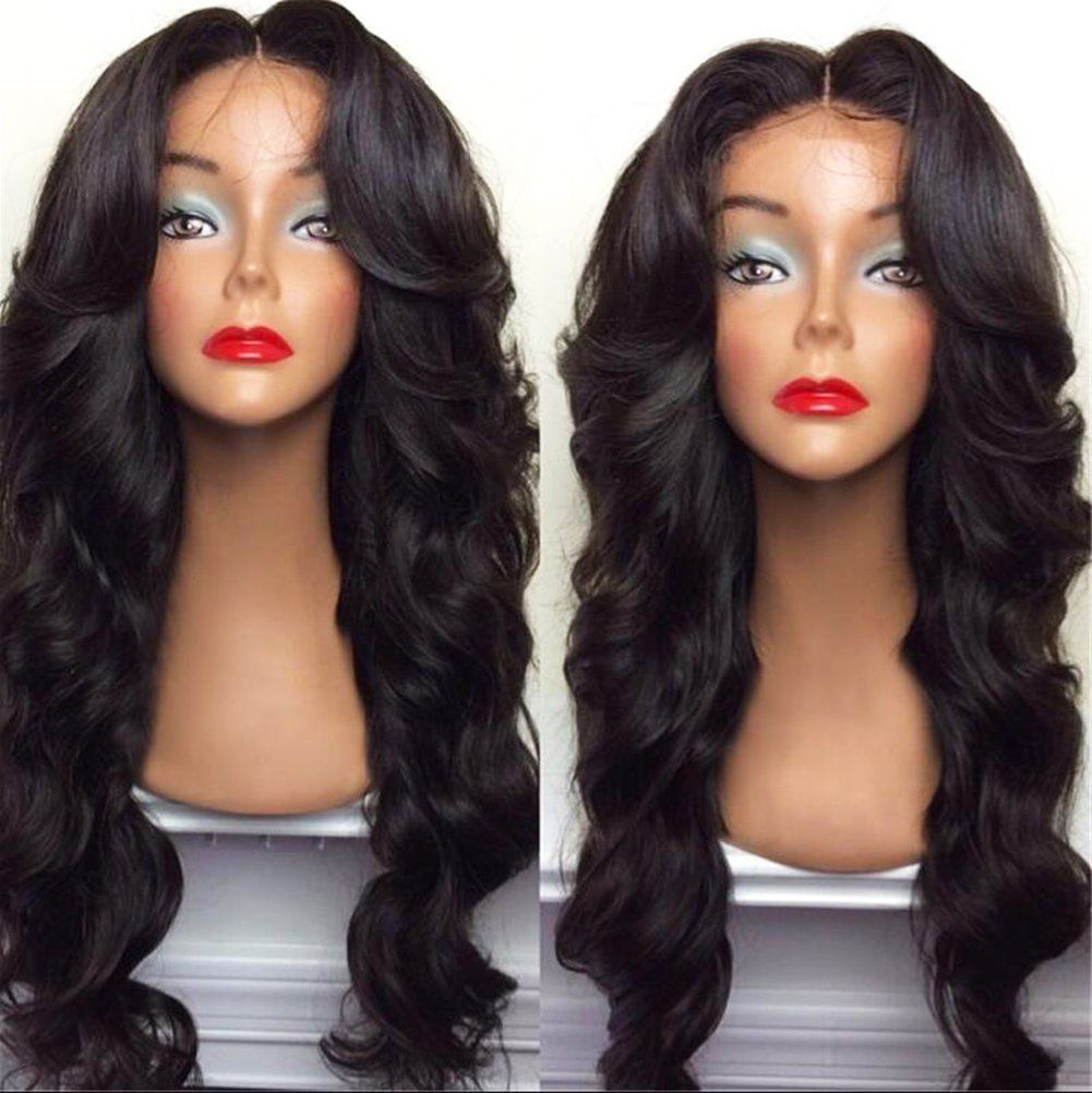BlueSpace Wigs 28&quot; Women Girls Long Curly Hair Heat Resistant Fiber With Free Wig Cap Halloween Party Cosplay Costume Anime Wigs,(black) 1 Pack