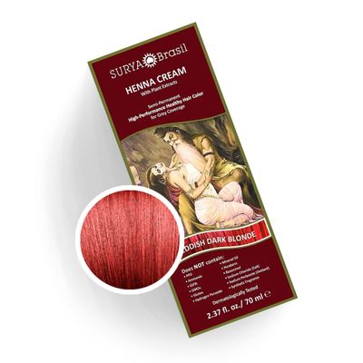 Surya Brasil - Reddish Dark Blonde Semi Permanent Henna Cream for Gray Hair Coverage and Deep Conditioning, 2.37 oz / 70 ml