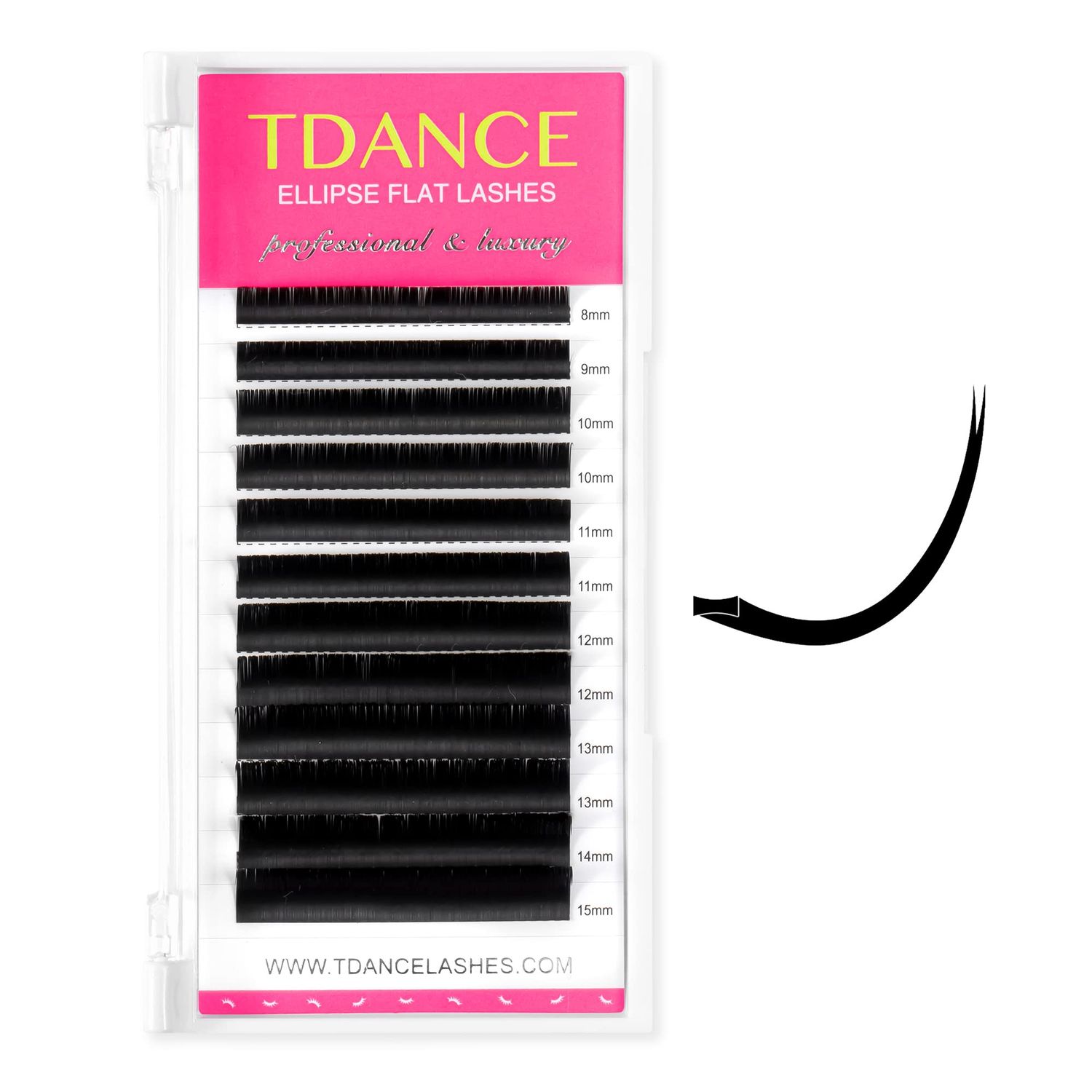 TDANCE Classic Lash Extensions Flat Lashes Eyelash Extensions 0.15mm CC Curl Ellipse Eyelash Extensions 8-15mm Mixed Black Matte Individual Lashes Salon Use(Flat,CC-0.15,8-15mm)