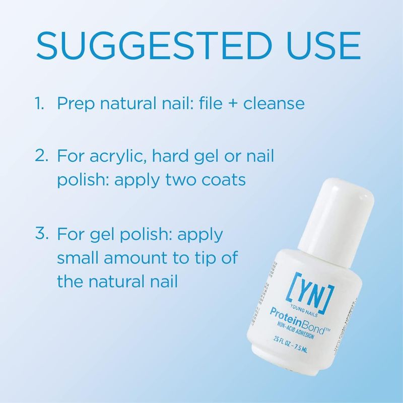 Young Nails Protein Bond - Non-Acidic Nail Primer, Enhanced Adhesion for Gel Polish &amp; Acrylic, Nail Dehydrator, PH Bonder for Gel Nails, 0.25 oz