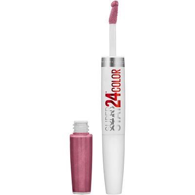 Maybelline Super Stay 24, 2-Step Liquid Lipstick Makeup, Long Lasting Highly Pigmented Color with Moisturizing Balm, Perpetual Plum, Purple, 1 Count