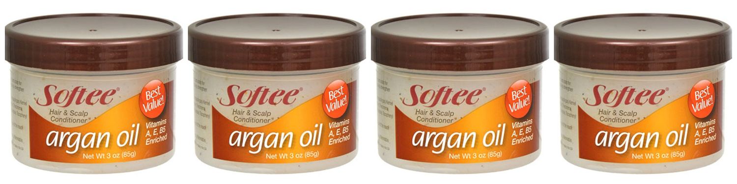 Lot of 4 jars of Softee Argan Oil Hair &amp; Scalp Conditioner 3 oz/each jar