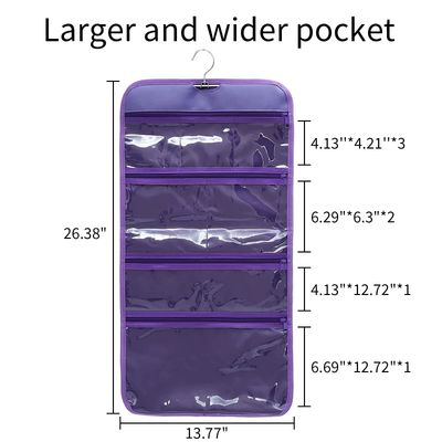 Wodison Foldable Clear Hanging Travel Toiletry Bag Cosmetic Organizer Storage (Purple)