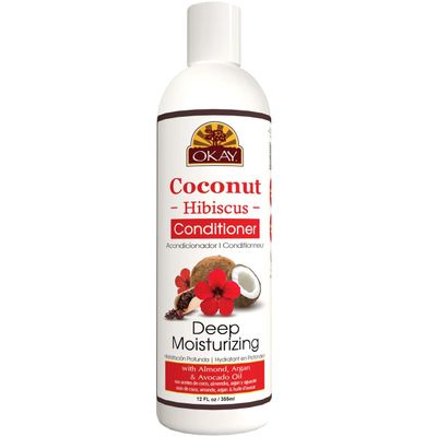 OKAY | Coconut Hibiscus Conditioner | For All Hair Types &amp; Textures | Restore - Hydrate - Strengthen | With Almond, Argan &amp; Avocado Oil | Free of Paraben, Silicone, Sulfate | 12. oz