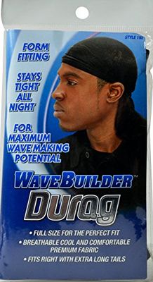Wavebuilder Liquid Wavebuilder Durag Extra Long Tails Black #192, 1 Ea, 1count