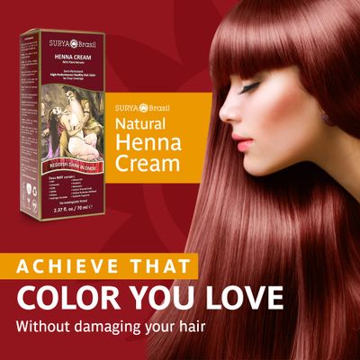 Surya Brasil - Reddish Dark Blonde Semi Permanent Henna Cream for Gray Hair Coverage and Deep Conditioning, 2.37 oz / 70 ml