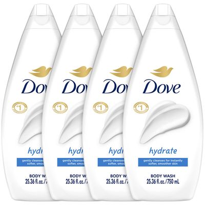 Dove Body Wash, Hydrate, Value-Size 4-Pack - Moisturizing Cleanser for Smooth, Soft Skin, 25.36 Oz Ea
