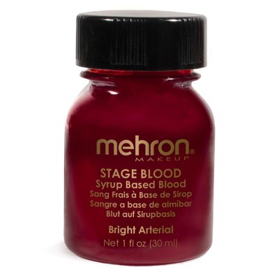 Mehron Makeup Stage Blood | Realistic Fake Blood For Halloween | Stage Blood Makeup| Washable Fake Blood for Special FX, Stage &amp; Screen, Halloween, &amp; Cosplay (1oz.) (Bright Arterial)