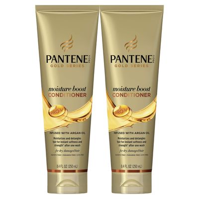 Pantene, Sulfate and Paraben Free Conditioner with Argan Oil, Pro-V Gold Series, for Natural and Curly Textured Hair, 8.4 fl oz, Twin Pack