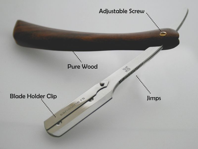 Pure Wood Shaving Razor/Cut Throat Razors/Men Razor (coolcut) + Free Blades &amp; Pouch (wood-r5)