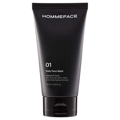 HommeFace Daily Face Wash for Men, 4.22 Fl. Oz. Gentle Facial Cleanser for Deep Cleansing &amp; Purifying with Collagen, Witch Hazel &amp; Cica Extracts, Vegan