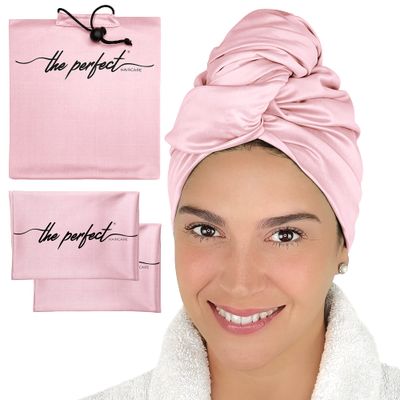 THE PERFECT HAIRCARE Curly Hair Girls Microfiber Plopping Towel Set - Anti-frizz Silky Smooth Hair Drying Wrap for Women - Super Absorbent Large Hair Towel + 2 Scrunching Towels to Micro Plop