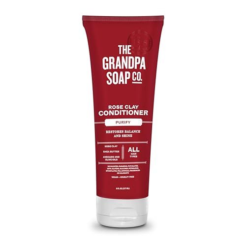 Grandpa&#39;s The Soap Company Purifying Rose Clay Conditioner - Lift Impurities While Nourishing Hair, With Rose Clay, Shea Butter &amp; Avocado Oil, Vegan, Sulfates and Parabens Free, 8 Fl Oz