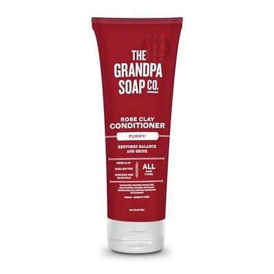 Grandpa&#39;s The Soap Company Purifying Rose Clay Conditioner - Lift Impurities While Nourishing Hair, With Rose Clay, Shea Butter &amp; Avocado Oil, Vegan, Sulfates and Parabens Free, 8 Fl Oz