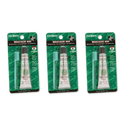 Clubman Pinaud Moustache Wax with Comb Applicator, For Styling &amp; Color Enhancement, Black, 0.5 oz (Pack of 3)