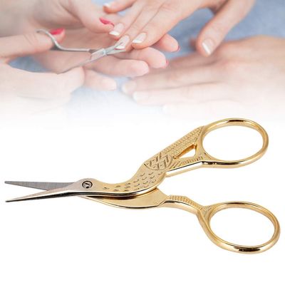 Nail Scissors, Stainless Steel Cuticle Scissor Professional Vintage Nail Art Manicure Shear Pedicure Grooming Tools for Men and Women (Gold)