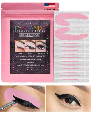 Eyeliner Stencils | Cat Eyeliner Stencil &amp; Winged Eyeliner Tool | Made in USA &amp; Created by Celebrity Makeup Artist | Reusable and Flexible Eyeliner Tape &amp; Eyeshadow Tape | 24 Stencils