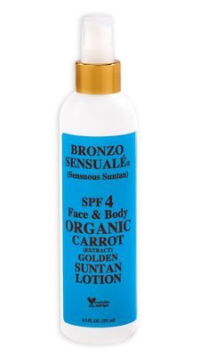Bronzo Sensuale SPF Sunscreen Deep Golden Tanning Organic Carrot Lotions 8.5 Ounces (SPF 4 Lotion)