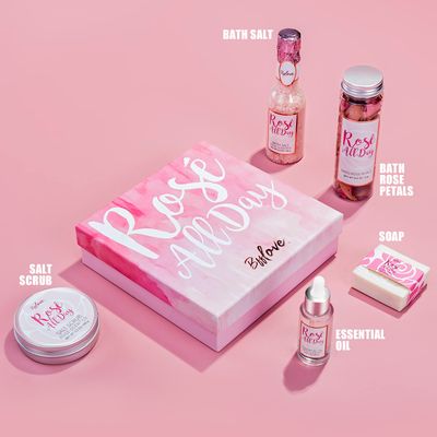 Spa Gifts for Women, Gift Set for Women, BFF LOVE 6Pcs Rose Spa Set for Women, Spa Kit with Essential Rose Oil, Bath Salt, Soap, Natural Petals, Christmas Gifts for Mom