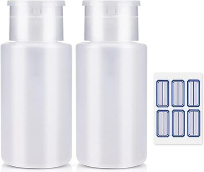 NXJ INFILILA Acetone Pump Dispenser, Push Down Pump Dispenser 2 Pack Nail Polish Remover Pump Empty Pump Bottle Dispenser for Alcohol, Nail Polish &amp; Makeup Remover, Toner, etc