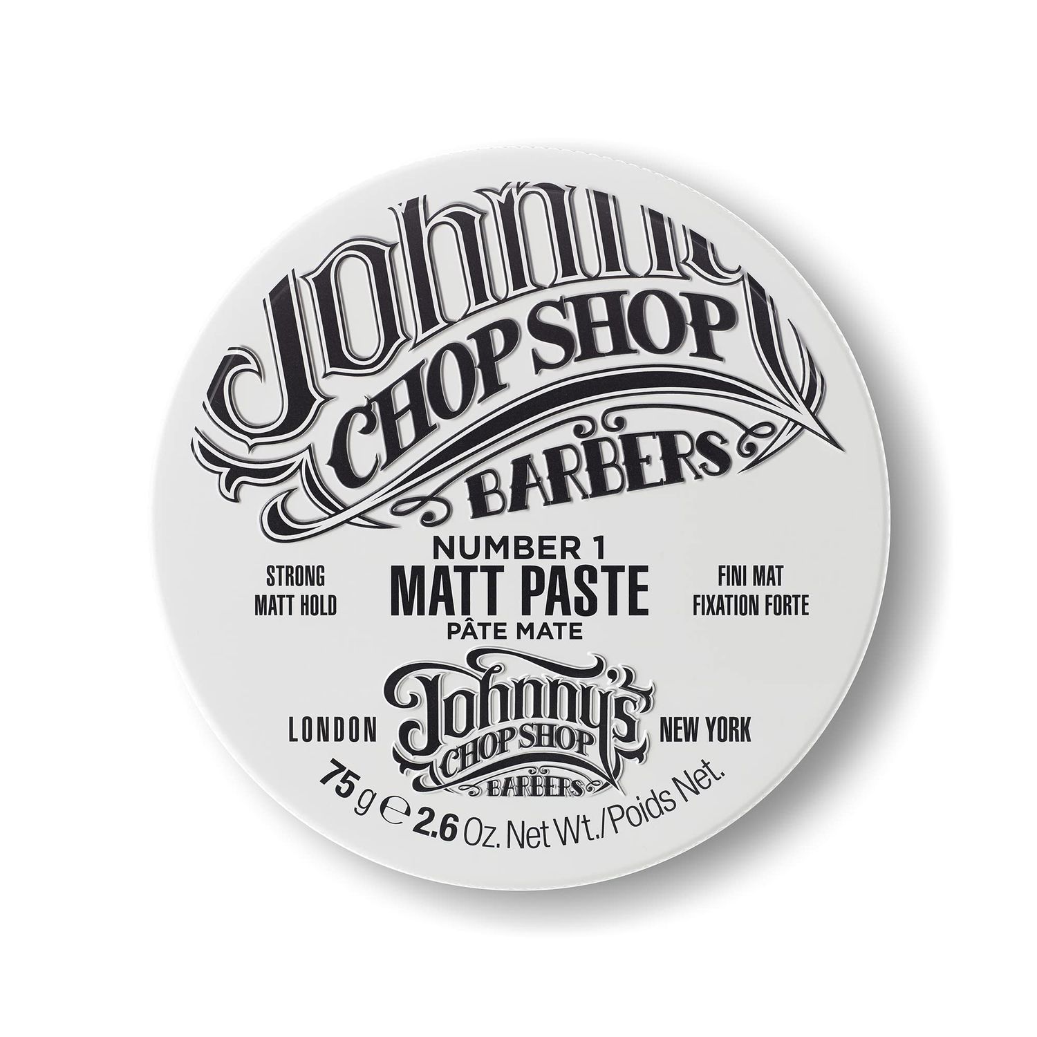 JOHNNYS CHOP SHOP #1 Men&#39;s Hair Styling Matte Paste Pro-Quality Strong Hold, Lasting Texture, Natural Look Soybean Oil Protection &amp; Hydration 2.6 oz