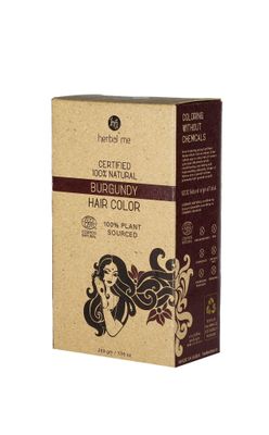 HM Herbal Me Burgundy Natural Hair Color (200gm) | CERTIFIED 100% Natural by Ecocert Greenlife (France)