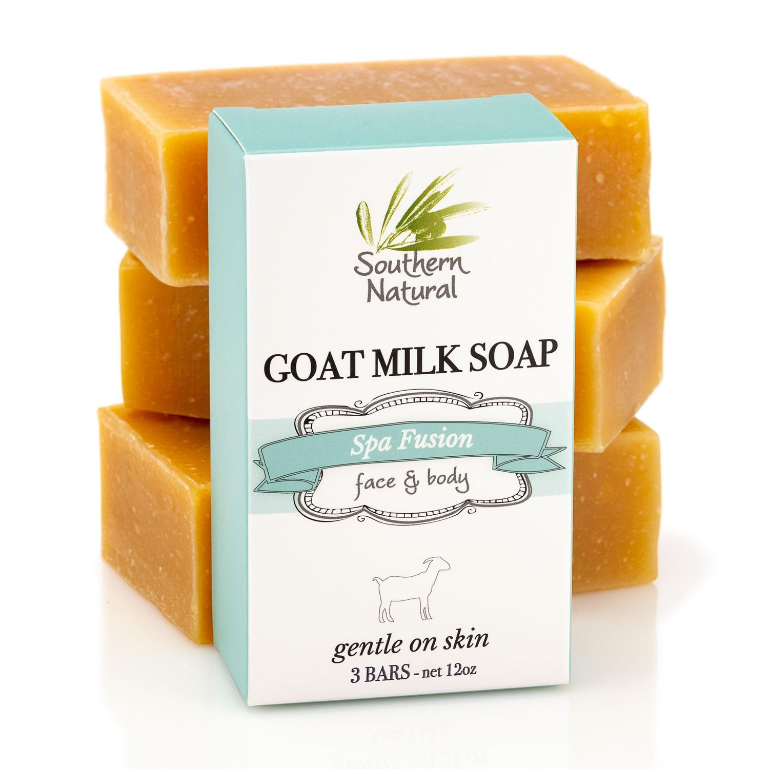 Southern Natural Goat Milk Soap Bar - 3 Pack Essential Oil Blend - For Dry Sensitive Skin. Natural Handmade Face &amp; Body Soap For Men &amp; Women.