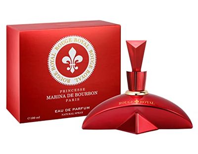 Rouge Royale by Princesse Marina de Bourbon | Eau de Parfum Spray | Fragrance for Women | Floral Fruity Scent with Notes of Strawberry, Lime, and Jasmine | 100 mL / 3.4 fl oz, red