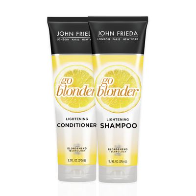John Frieda Sheer Blonde Go Blonder Shampoo and Conditioner Set, 8.3 Ounce Gradual Lightening, In Shower Lightening Treatment, For Natural or Color-Treated Hair, with Citrus and Chamomile