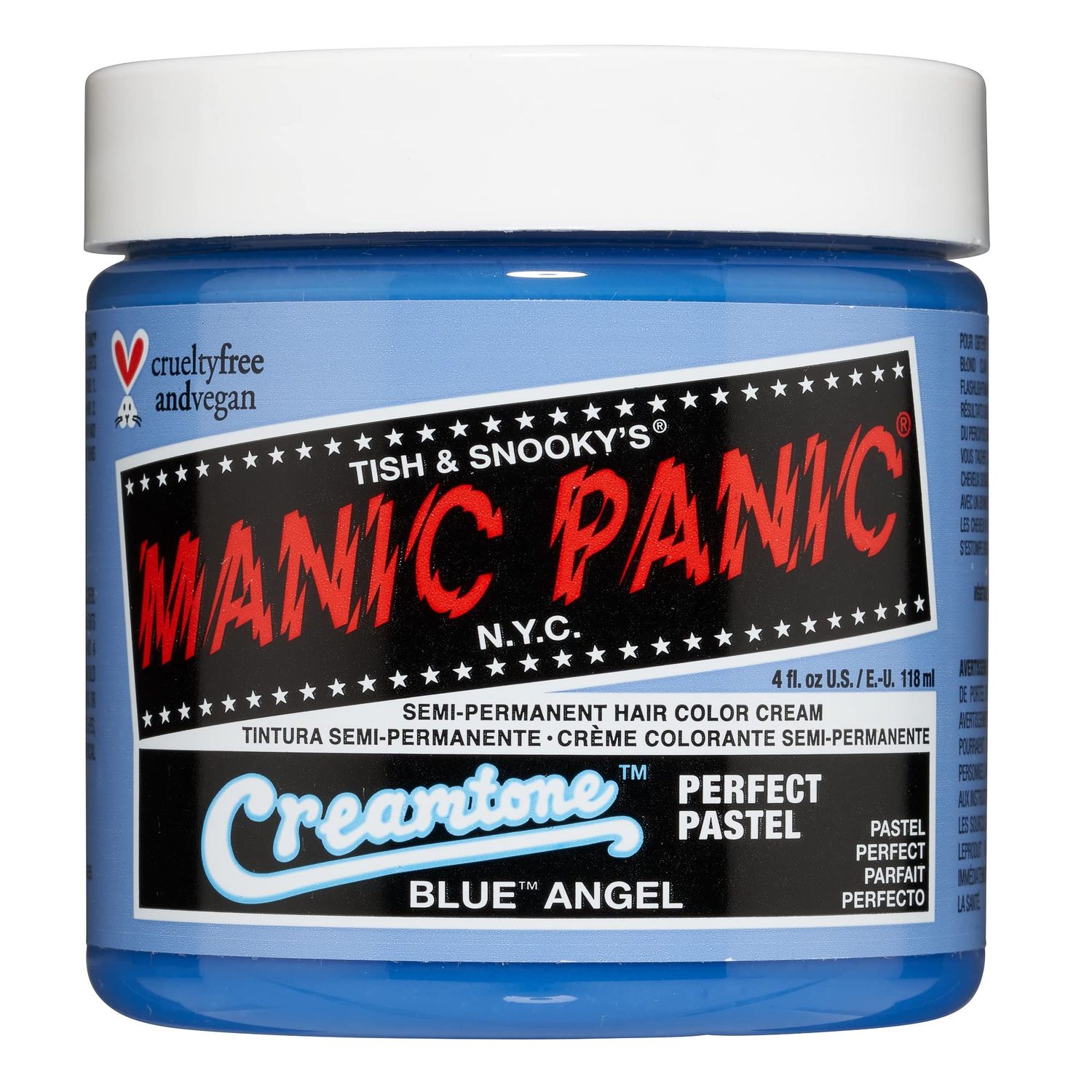 MANIC PANIC Blue Angel Hair Dye - Creamtone Perfect Pastel - Semi-Permanent Hair Color - Light, Sky Pastel Blue Hair Dye - Vegan, PPD &amp; Ammonia-Free - For Coloring Hair on Women &amp; Men