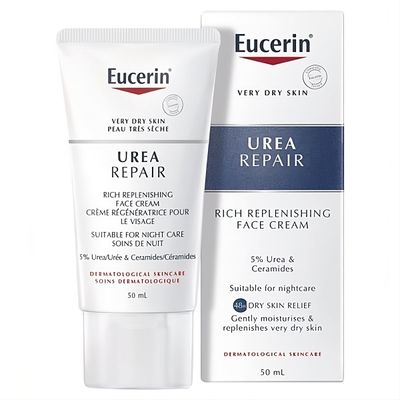 Eucerin Replenishing Skin Relief Face Cream (with 5% Urea) (50ml, Dermatalogical Skincare, Fragrance Free) by Eucerin